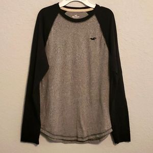 Men's Hollister Long Sleeve Shirt, Small, Grey and Black
